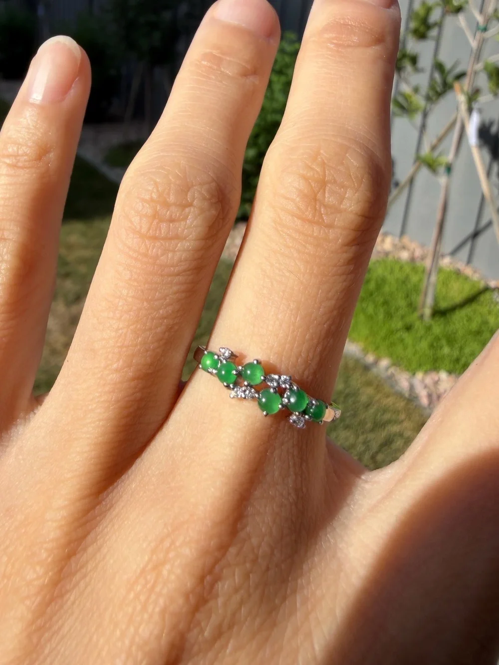 Certified New Natural Type A Burmese Icy Bright Green Jadeite Ring